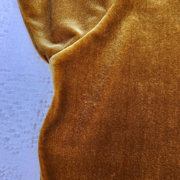 Madewell Mustard Yellow Velvet Short Sleeve Top Size XS - Picture 7 of 7